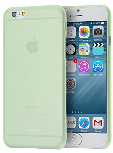 doupi UltraSlim Custodia per iPhone 6 Plus / 6S Plus (5,5 Pollici), Satinato fine Piuma Facile Mat Semi Trasparente Cover, Verde