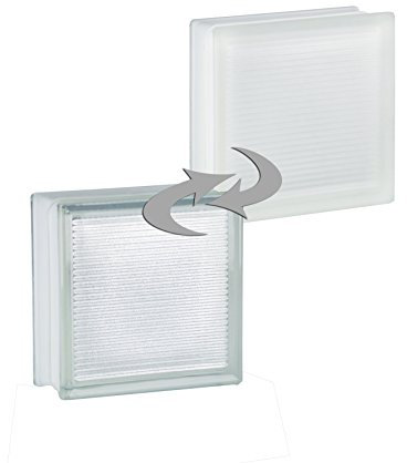 Design Glasbaustein Xenon 1-seitig satiniert 19x19x8 cm - 5 Stück