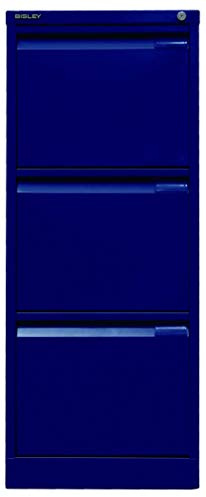 BISLEY Hängeregistraturschrank, einbahnig, DIN A4, 3 HR-Schubladen, Metall, 639 Oxfordblau, 62.2 x 41.3 x 101.6 cm