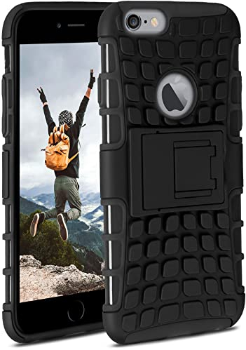 OneFlow Coque Compatible avec iPhone 6s / iPhone 6 - Coque extérieure Antichoc, étui de téléphone avec Support, Appareil Photo et Protection d'écran, étui Rigide, Obsidian - Noir