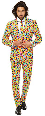 OppoSuits Lustige Verrückt Abschlussball Anzüge für Herren - Komplettes Set: Jackett, Hose und Krawatte,Mehrfarbig,48