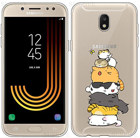 Sunrive Für Samsung Galaxy J5 2017 Hülle Silikon, Transparent Handyhülle Schutzhülle Etui Case Backcover für Samsung Galaxy J5 2017(TPU Katze 3)+Gratis Universal Eingabestift