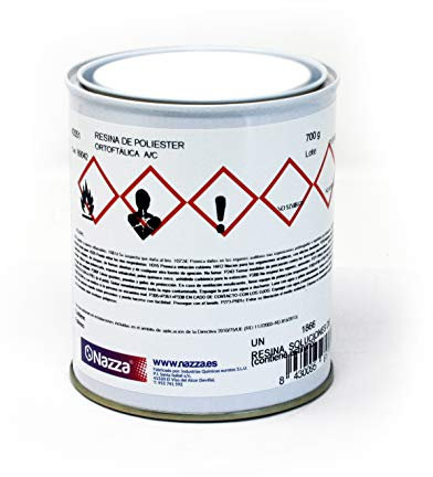 Resina de Poliester para Laminados, Estratificados o Composites - CERTIFICADA para construcción naval - Tipo Ortoftálica - NO INCLUYE Catalizador - Formato de 700 gramos