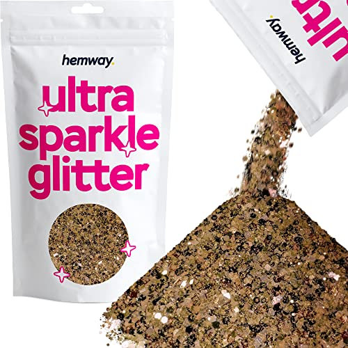 Hemway Ultra Sparkle Glitter - Bronze Gold Black Tiger Mix | 100g Mixed Metallic Flakes for Resin & Epoxy Crafts | Supplies for Tumblers, Festival, Hair, Face, Body, Eye & Nail Art Decoration