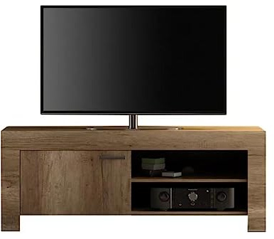 LC Spa TV-Ständer Land 1 Tür + seitliches Fach mit Ablage aus Holz, Braun, 140 x 53 x 43 cm