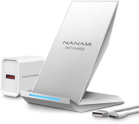 Fast Wireless Charger, NANAMI Qi kabelloses Ladegerät (mit USB C ladegerät 20W PD Adapter) für Apple iPhone 16 15 14 13 12 Pro Max Xr Xs, 10W Induktive Ladestation für Samsung Galaxy S25 S24 S23 S22