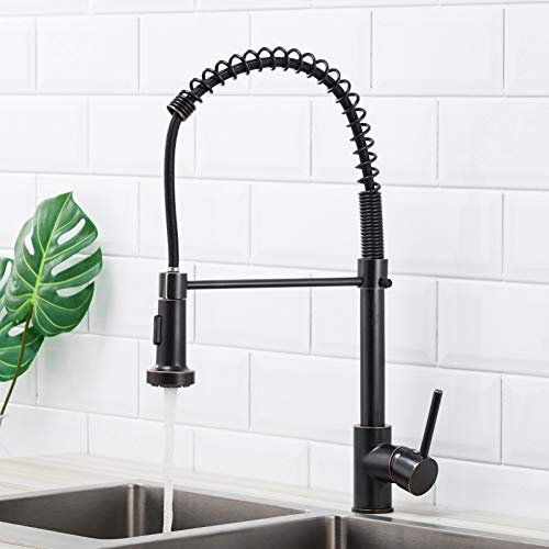 YHSGY Küchenarmatur Messing Spüle Wasserhahn Öl Eingerieben Kalt- Und Warmwassermischer Einhand-High Arch 360 Drehen Spray Tap
