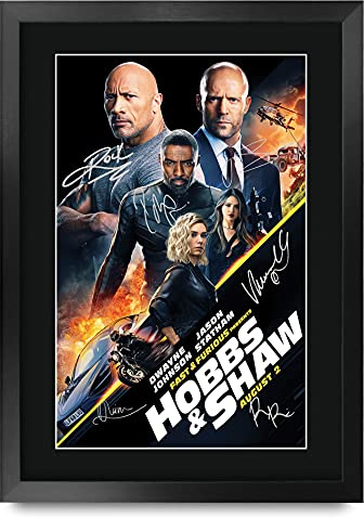 HWC Trading Hobbs & Shaw Die Cast-Geschenke Printed Poster Autogramm Bild für Film-Memorabilia Fans - A3 Eingerahmt