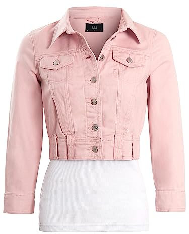 SS7 Femme Veste en Jean Courte en Rose pâle