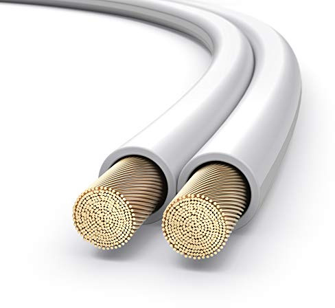 PureLink SP051-020 Cable de Altavoz 2 x 1.5 mm² (99.9% OFC Cable de Cobre sólido 0.20mm) Cable de Altavoz de Alta fidelidad, 20m, Blanco