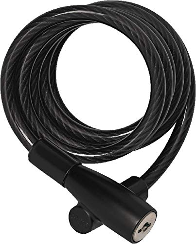ABUS Antirrobo de cable en espiral 3506K - Antirrobo de bicicleta flexible de 6 mm de grosor - Nivel de seguridad 1 - 120 cm - Negro
