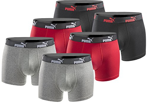 PUMA Boxershort 6er Pack Herren Basic Black Limited Edition - New Black red - Gr. L