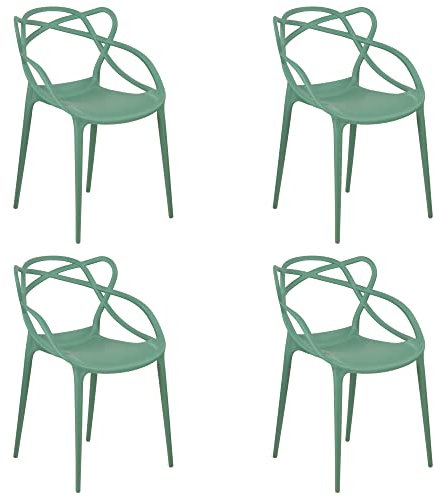 Totò Piccinni Sedie INFINITY in Polipropilene Moderne Design Impilabile (Verde Salvia, 4)