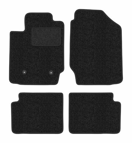 Velours-Fußmatten passend für Toyota Corolla E12 / E13 2002-2007, Anthrazit | passend für Schrägheck/Kombi/Limousine; Velours-Teppich (Polypropylen), ca. 6,5 mm; rutschfest, runde Befestigungen (Typ AV)