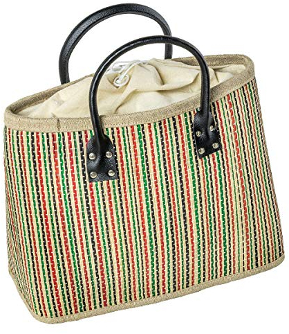 LaFiore24 Einkaufstasche Shopper Henkeltasche Korb Handtasche Allzwecktasche Mehrfarbig Gestreift