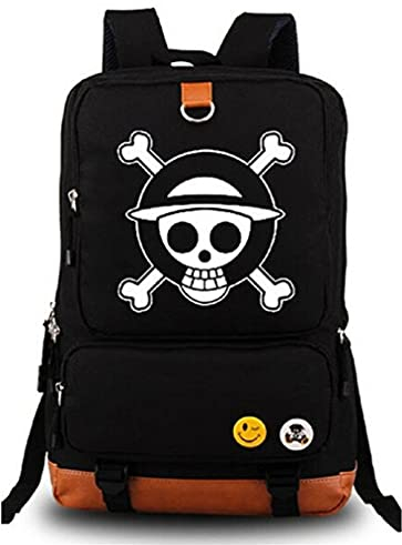 Gumstyle Anime Monkey D Luffy Backpack Laptoprucksack Schultasche Cosplay Unisex Student Büchertasche Leuchtend Rucksäcke Daypacks Schwarz/1