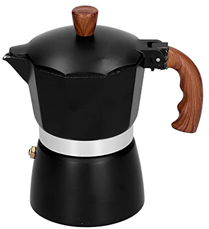 Cafetera de espresso clásica para estufa, cafetera italiana de aluminio estilo Moka Pot de estilo italiano para el hogar, la oficina, color negro(S)