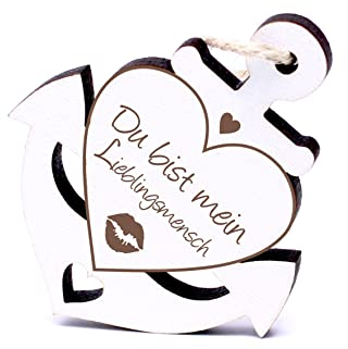 DEKO-LANDO Anhänger Anker Herz Du bist mein Lieblingsmensch Schlüsselanhänger - 5 x 6 cm