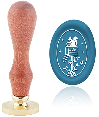 craspire Eichhörnchen Wachssiegel Stempel Briefkasten Vintage Siegellack Stempel Blumen 30mm Abnehmbarer Messingkopf Mit Holzgriff Für Hochzeitseinladungen Umschläge Weihnachten Geschenkverpackung