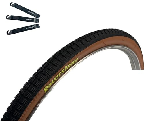1 x Roverstone 28 Fahrradreifen Schwarz/Braun 40-635 (28 x1 1/2) inkl. maxxi4you Reifenheber