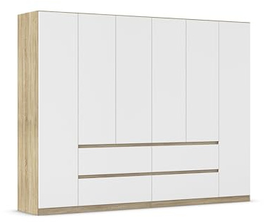 Rauch Möbel Mainz, Kleiderschrank, Farbe Weiß/Eiche Sonoma, Breite 271 cm