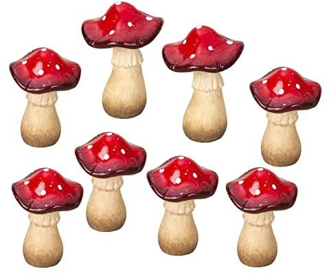 8 Stück Fliegenpilz Figuren H 9,5-16 cm Pilz Dekofigur Garten Herbst Deko