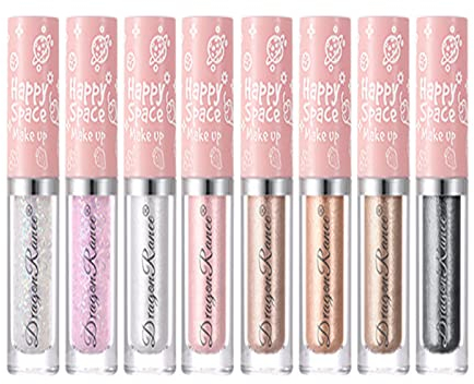 Joyeee Flüssiger Lidschatten, 8 Farben schweißfestes, schimmerndes funkelndes Make-up Liquid Eyeshadow langlebig schnell trocknend hochpigmentierter Festivalgeschenk