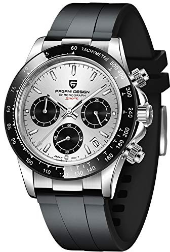 Pagani Design 1644 Herren Klassische Chronograph Uhren Japan VK63 Uhrwerk Panda Zifferblatt Keramik Lünette Edelstahl Männer Mode Sport Wasserdicht Quarzuhr