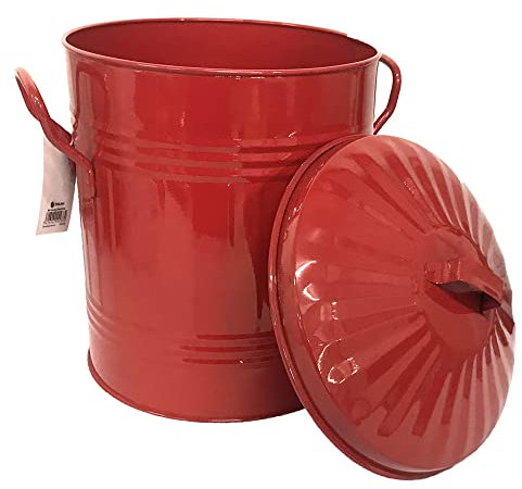 Sterling Ventures Classic Metal Traditional Mini Powder Coated Trash Can 13L (Red)
