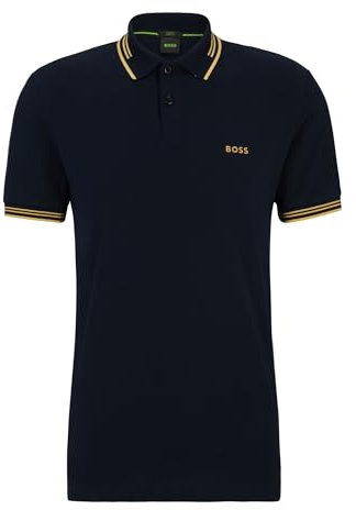 BOSS Mens Polo Shirt Polo Shirt Short Sleeve Top Navy/Gold XXL