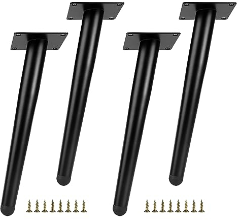 DBREAKS 4 Pcs Pieds de Meubles inclinés,Pieds de Meuble de Cône,Pieds de Meubles en métal Noir,Pieds de canapés,Pieds d'armoires,Acier Inoxydable Noir,pour Tables, canapés,Meubles TV,chaises,25cm