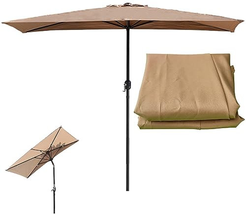 PINNKL Sombrilla Terraza Exterior Sombrilla de Jardín de 2x1m, Repuesto Lona Sombrilla, Parte Superior de Parasol de 5 Varillas, Sombrilla Balcon (Color : Khaki)