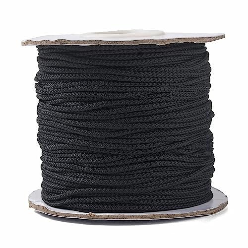 UR URLIFEHALL Fil en nylon tressé noir de 50 m - 2 mm - Cordon torsadé pour décoration d'intérieur, bricolage, fabrication de bijoux, URNWIR-CJ0001-01B