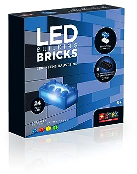 STAX Beginner Matt - V2, S-12026, LED Klemmbausteine, kompatibel mit Allen bekannten Bausteinmarken, 24 STAX Bricks Formaten, Power Brick und USB-Kabel, Mehrfarbig