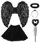 WILDPARTY Disfraz de alas de ángel para mujer, falda tutú blanca, halo y varita, alas de ángel, decoración de alas, Halloween, carnaval, fiesta, cosplay, adulto