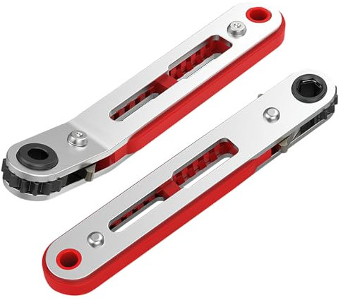 HENGBIRD 2Pcs Mini Ratchet Wrench Set 1/4 Inch Drive Ratcheting Screwdriver Wrenches Elbow Head & Flat Head High Torque Offset Reversible Drive Handle for 1/4-Inch Hex Shank Drill/Screwdriver Bits