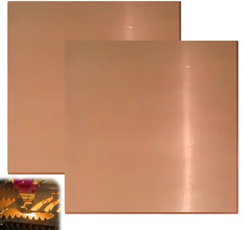 2 placas de cobre, 99 % de chapa de cobre puro, grosor de 0,5 mm, chapa de cobre rojo, placa de metal de cobre (150 mm x 150 mm x 0,5 mm) para manualidades en metal, fabricación de joyas, impresión de