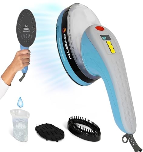 EFFEKTIV – Plancha Vertical Vapor 3 en 1 con Suela Cerámica | Plancha Ropa, Cepillo de Vapor y Centro de Planchado Compacto | 250ml | 1600W | Sin Tabla, Autoapagado, Recarga Continua