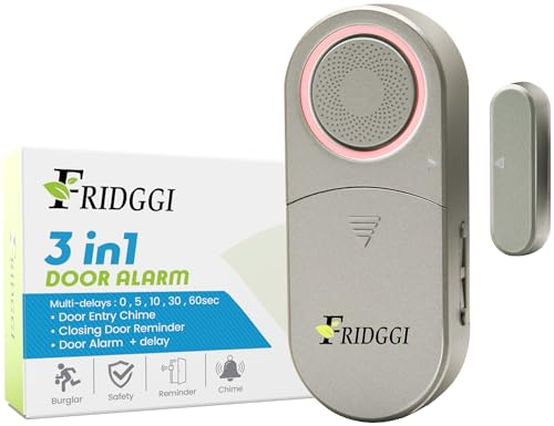 Alarma 3 en 1 - Alarma de puerta izquierda abierta con retardo, 0/5/10/30/60 segundos, 2/5 minutos, timbre de apertura de ventana, recordatorio de puerta cerrada, 80 a 120 dB, alertas de retardo de