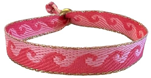 Selfmade Jewelry Armband Damen in Pink, Glücksbringer mit Surf Welle Design, Ideal für Festival Outfit Damen, Schmuck Damen