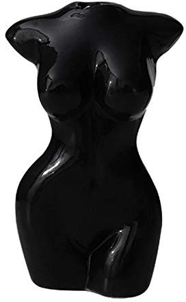 SameeHome KöRper Kunst Design Keramik Vase Nackte Weibliche Skulptur Blumen Topf Ornament Kreative Hobby Vase Pflanz -Schwarz