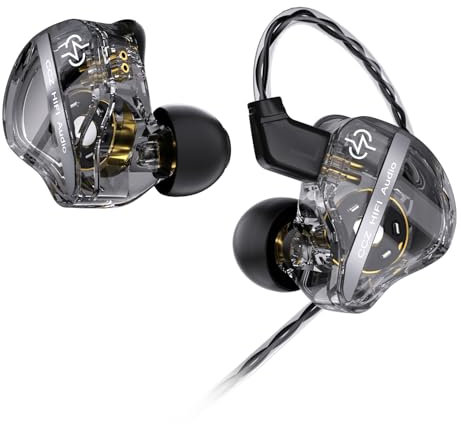 keephifi CCZ DC01 Pro In-Ear-Monitor-Kopfhörer, 1DD Bass HiFi IEM kopfhörer,V-Shape-Tuning kabelgebundene In-Ear-Ohrhörer, abnehmbaren 2pin-Z-OFC-Kabeln für Musiker, Schlagzeuger(schwarz,kein mikro)