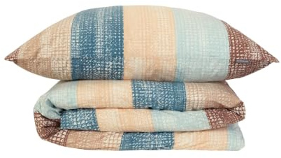Schiesser Bettwäsche 155x220 cm | 100% Baumwolle | Petrol | Gestreift | 2-teilig | Renforcé | 155x220 cm + 80x80 cm | angenehm weich & glatt | pflegeleicht & atmungsaktiv | OEKO-TEX® MADE IN GREEN
