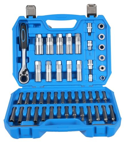 Levkitch 50tlg Stoßdämpfer Nuss Werkzeug Satz Auto Stoßdämpfer Demontage Werkzeug Satz Stoßdämpfer Federbein Domlager Werkzeug Stossdämpfer Werkzeug mit Ratsche Shock Absorb
