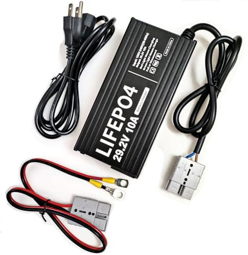 HERISKEER 24V 10A Lithium Battery Charger 29.2V LiFePO4 Battery Smart Charger with Anderson Connector LED Indicator Special for Lithium 24V LiFePO4 Deep Cycle Rechargeable 30AH-150AH Batteries Charger