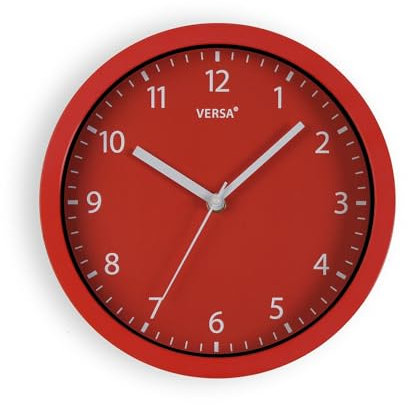 Versa Relojes de Pared de Estilo Moderno, Medidas (Al x L x An) 25 x 4 x 25 cm, Color Rojo