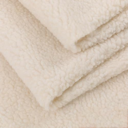 Whakano 1 Meter Fleecestoff 160 cm Breit,Teddy-Plüsch Polsterstoff,Meterware,Weich und Bequem Stoffe zum Nähen,Dekostoff,DIY Bastelmaterial,Dick Tuch für Decke Heimkleidung Sofa Tasche,Beige
