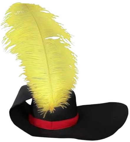 SLXLYH Modischer schwarzer Weihnachtsparty-Hut, weich, verstellbar, Unisex, festliche Kleidung, Feier-Hut mit gelben Federn, Schwarz , S-4XL