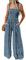 Dokotoo Tuta Donna Estiva Floreale Salopette Elegante Cerimonia Completo Cerimonia Larga Pantaloni Senza Maniche Tailleur Lungo Jumpsuit, blu, M