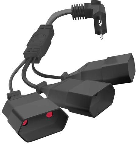 Verlängerungskabel Flachstecker, 3 in 1 Eurostecker Verlängerung, 50cm Flachstecker Verlängerung, Stromkabel Flach 250V, Verlängerungskabel Flach für TV PC Computer Monitor, Schwarz